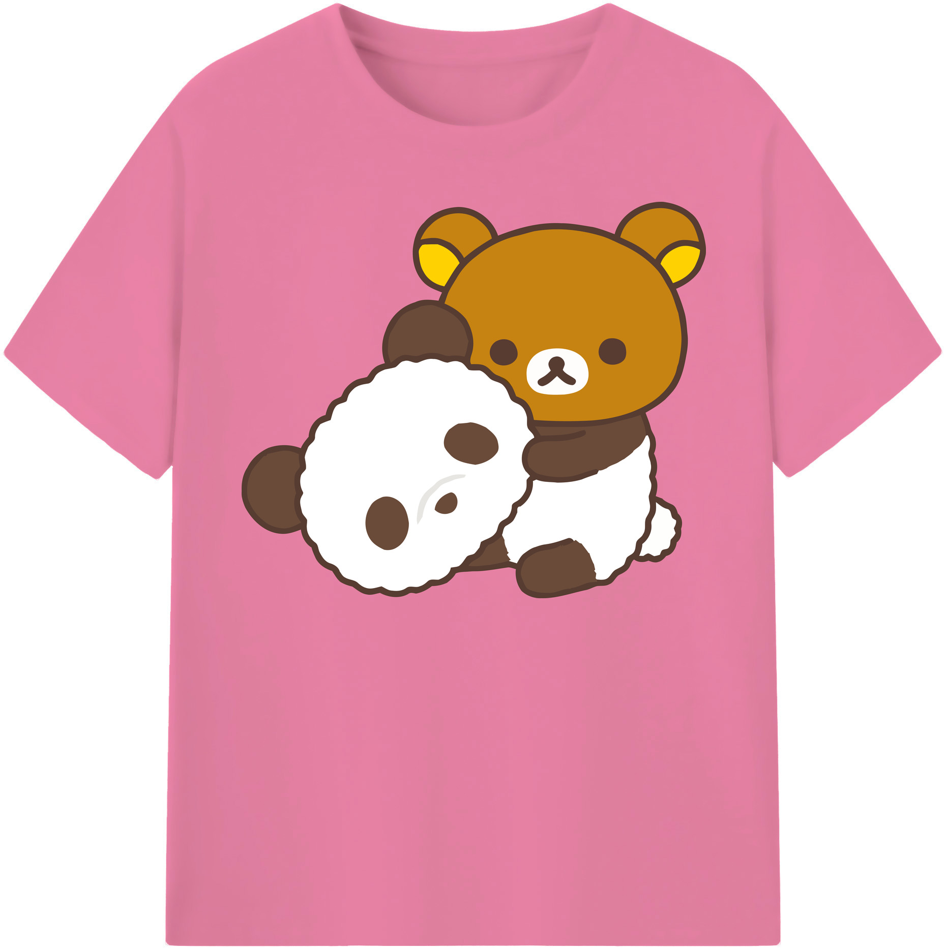 （画像用） リラックマ リラックマ キイロイトリ Rilakkuma Korilakkuma Kiiroitori 綿100％半袖Tシャツ（フロントプリント）